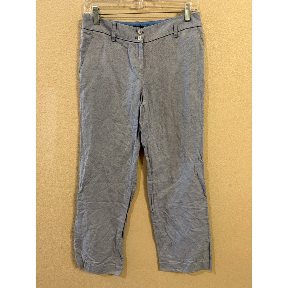 The Limited Linen Blend Pants Women 0 Light Blue Excellent Straight Leg Trousers